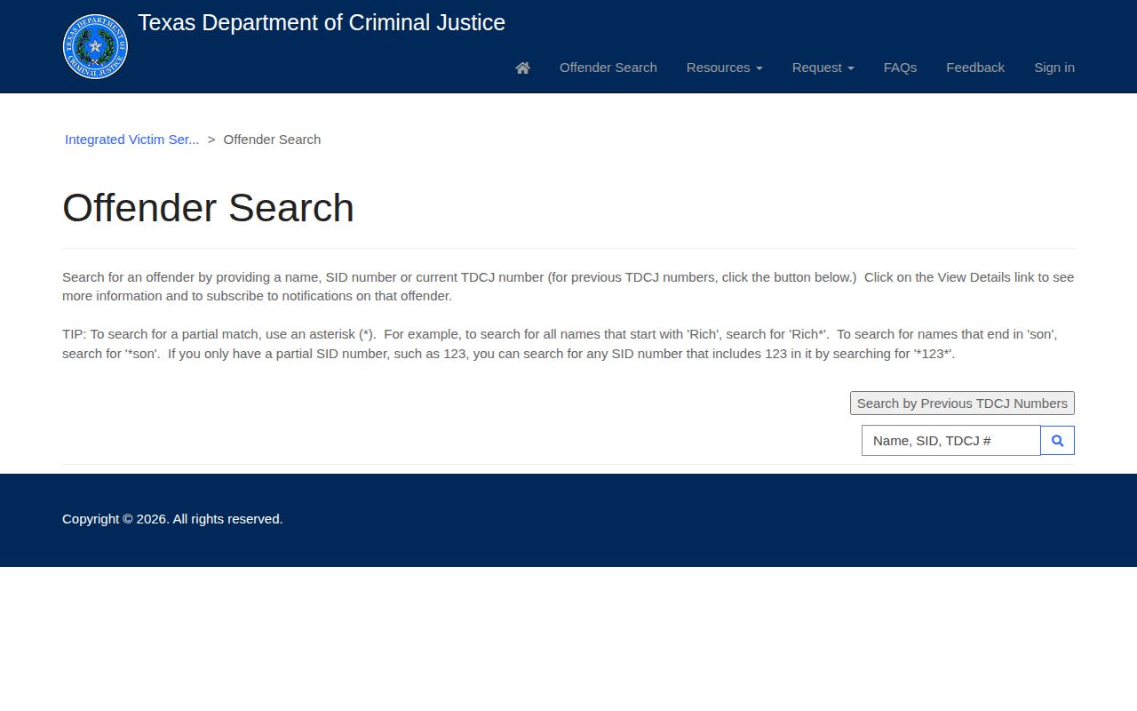 Sterling County state prisoner release notification search through TDCJ IVSS